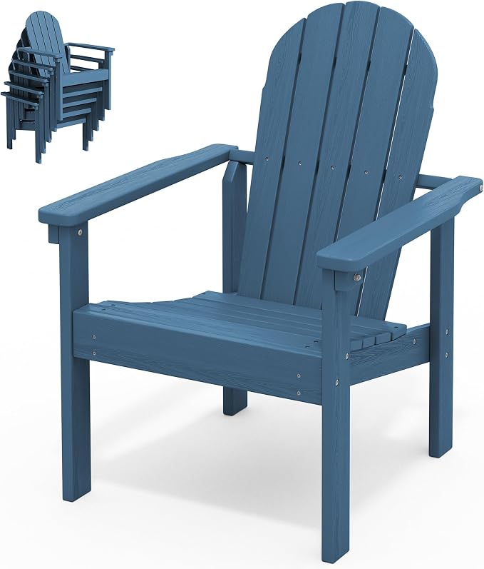 SERWALL HDPE Stackable Adirondack Chair, Space-Saving by SERWALL