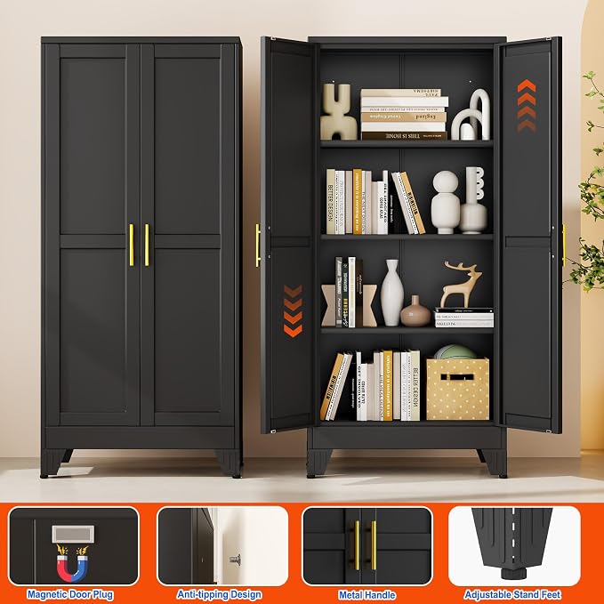 GAIOUS 61''Tall Metal Garage Storage Cabinet, File Cabinet - Image 7