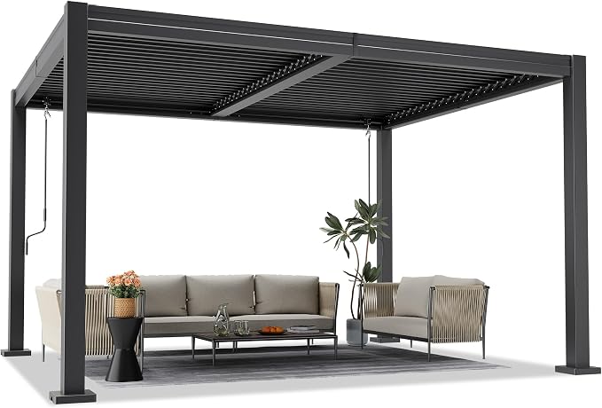AirWire 10x12 FT Louvered Pergola Dark Gray | Metal Gazebo - Image 7