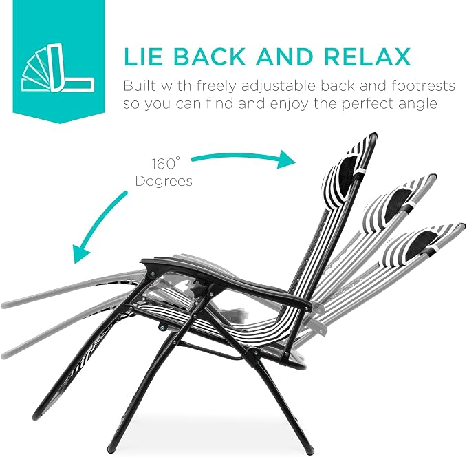 Best Choice Products Set of 2 Adjustable Steel Mesh Zero Gravity Lounge Chair - Image 4