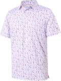 Golf Shirts for Men Dry Fit Short Sleeve Print Performance Moisture Wicking Polo Shirt
