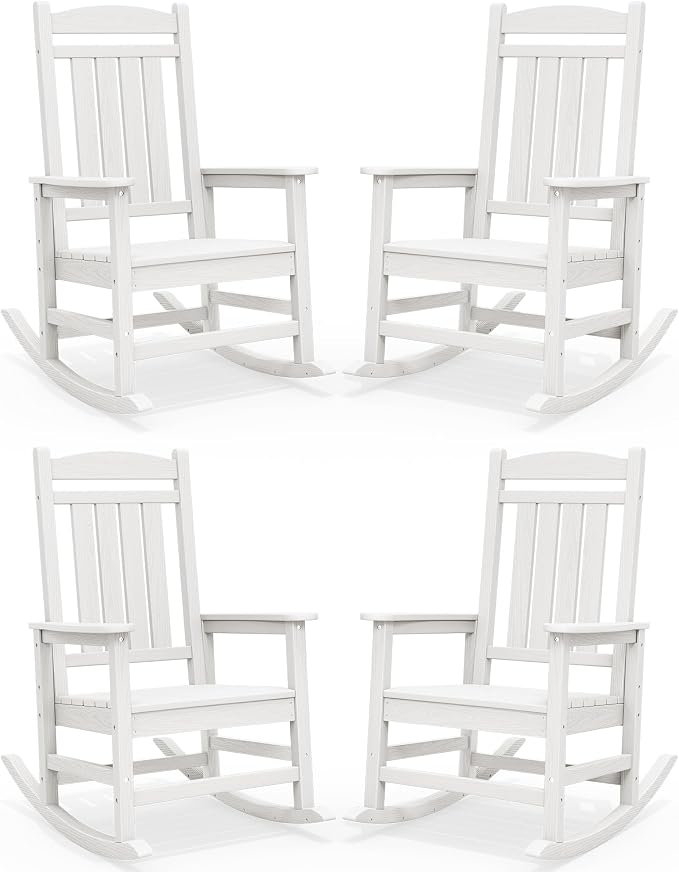 SERWALL Outdoor Rocking Chair Set of 4, Patio Rocking Chair, Porch Rocker by SERWALL