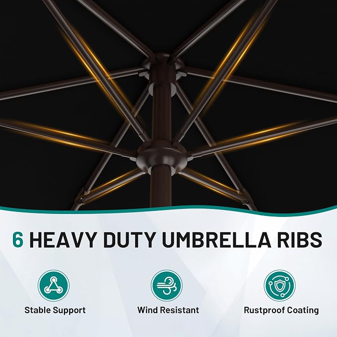 7.5FT Patio Umbrella Table Market Umbrella w/Tilt and Crank, Heavy-Duty Outdoor - Image 6