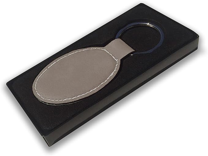 LaserGram Oval Keychain, Palm Trees, Personalized Engraving Included (Light Brown)