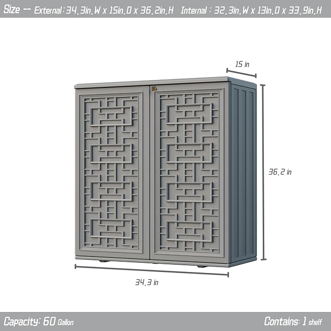 Mrosaa Indoor Outdoor Storage Cabinet Waterproof - Image 4