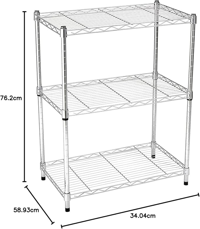 Amazon Basics 3-Shelf Adjustable Heavy Duty Steel Wire Shelving Rack - Image 3