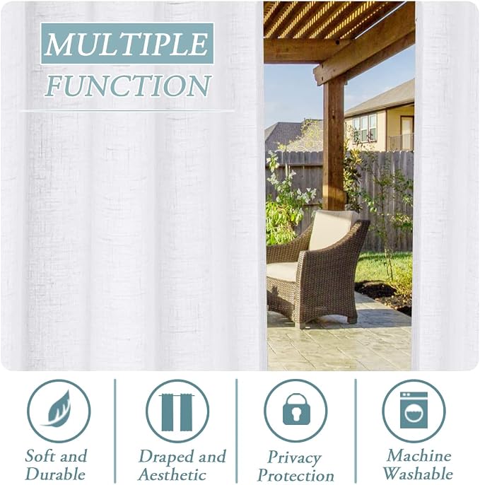H.VERSAILTEX Outdoor Linen Sheer Curtains - Image 6