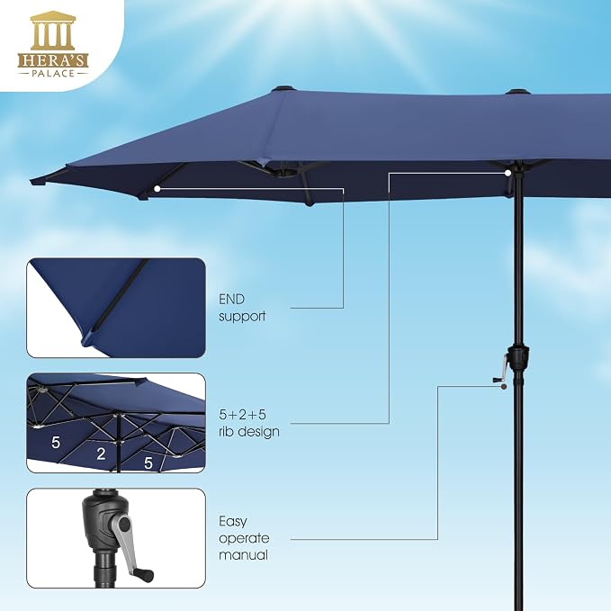 13 ft Large Double-Sided Patio Umbrella, Outdoor Umbrella, Market Umbrella - Image 4