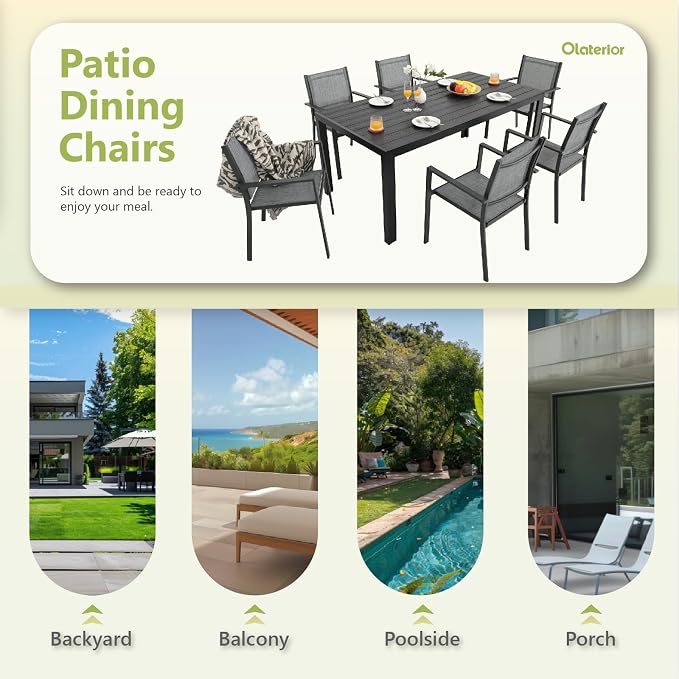 Patio Dining Chairs, All-Weather High-Resilience Textilene Outdoor Dining Chair - Image 7