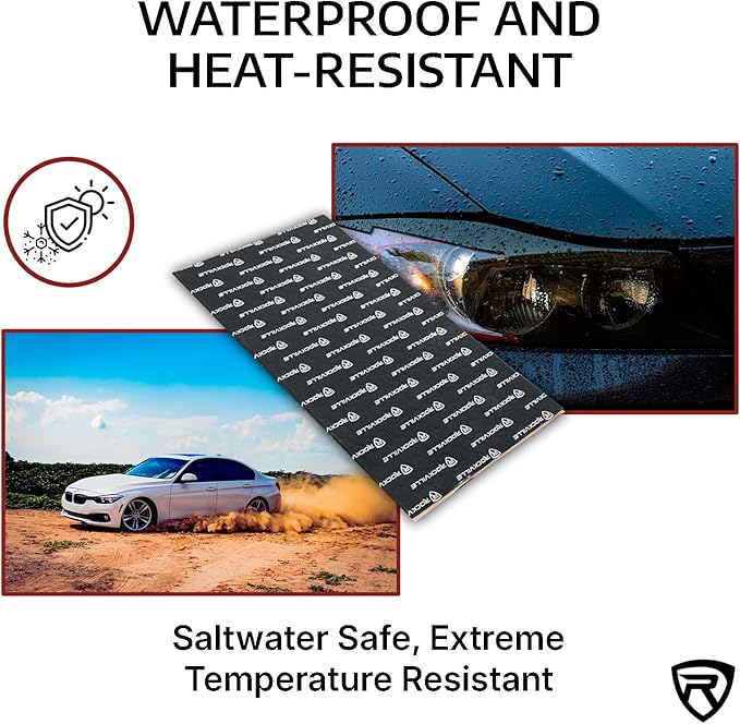 Rockville RockMat 15-25 2.5MM 100 MIL Sound Deadener Car Kit, 15.5 Sq Ft, 14 Flat Sheets, Roller Included, Heat Resistant, for Cars, Boats, UTVs, ATVs, Studios