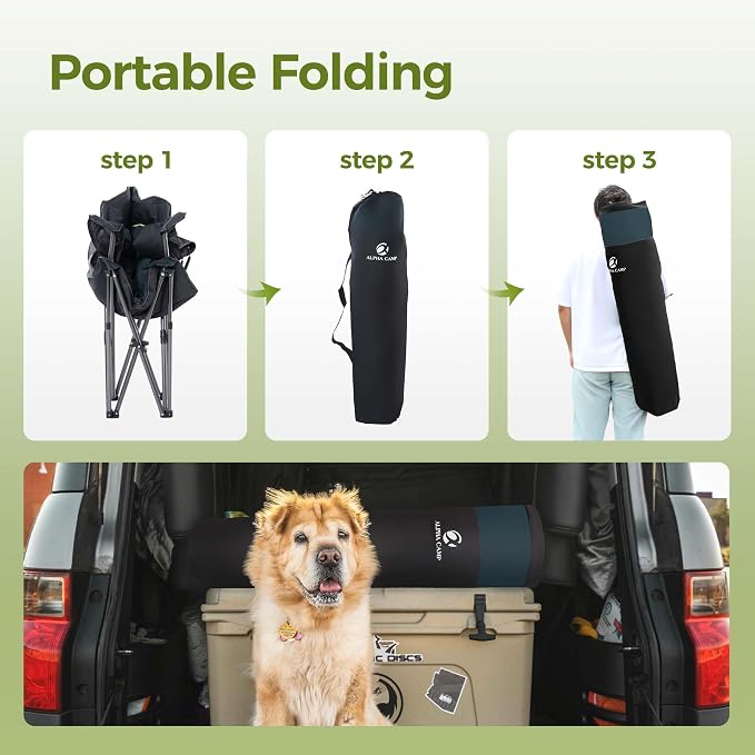 ALPHA CAMP Oversized Fully Padded Camping Chairs - Image 9