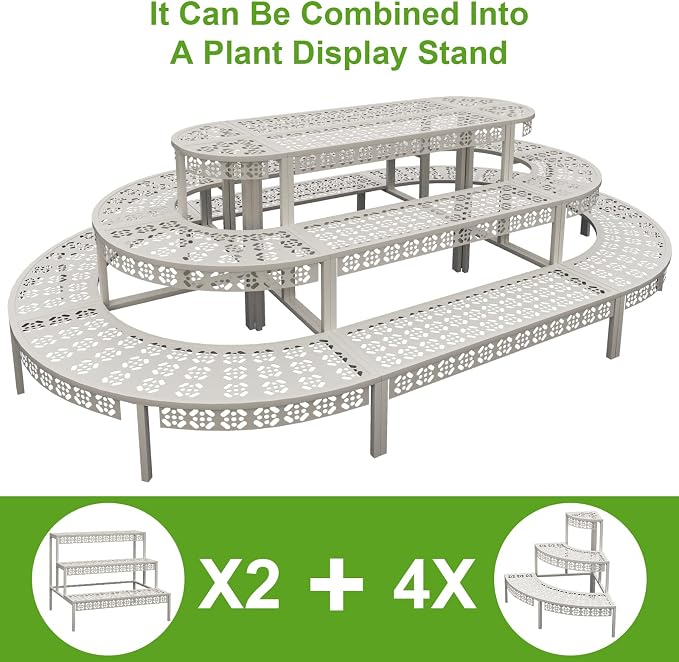 aboxoo 3-Tier Metal Plant Stand, Quarter Round Stair-Step Corner Shelf | Holds - Image 7