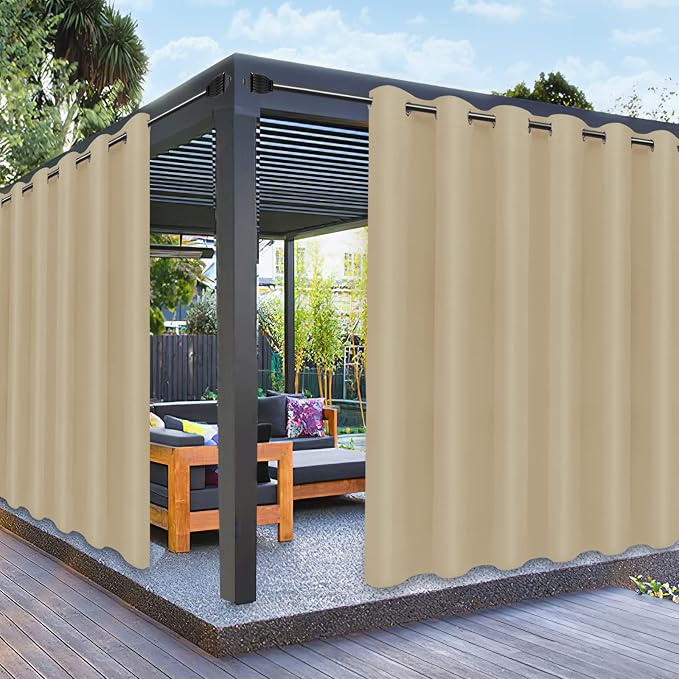PureFit Outdoor Curtains for Patio Waterproof Weatherproof Outside Curtains | by PureFit
