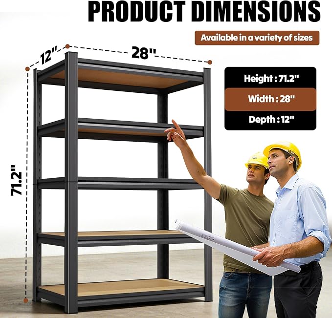 2-Pack 71.2''H Storage Shelves, Wood Garage Shelving, Adjustable Heavy Duty - Image 2