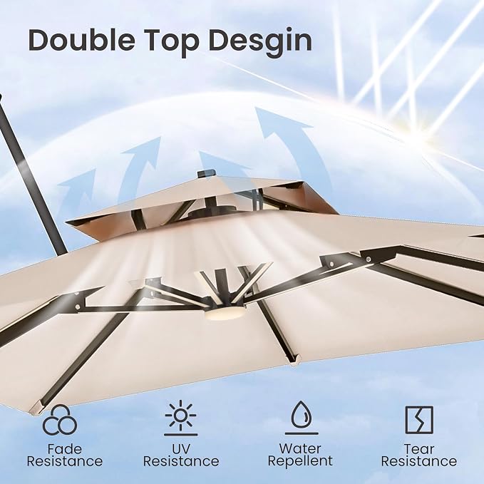 9x12 FT Outdoor Cantilever Patio Umbrella - Image 4