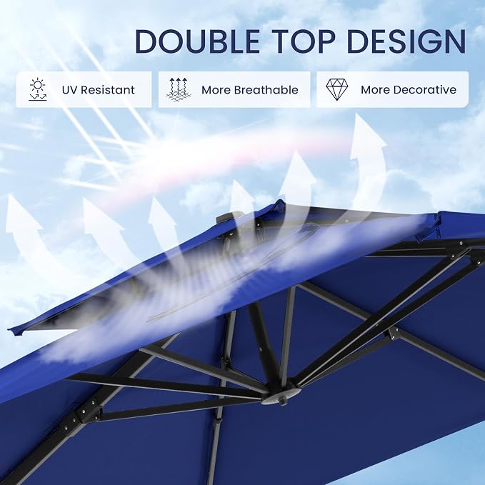 10x10 FT Outdoor Cantilever Patio Umbrella, Waterproof & UV-Protective Fabric - Image 6