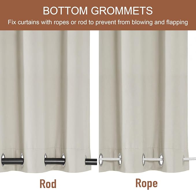 RYB HOME 2 Panels Outdoor Curtains - Image 3