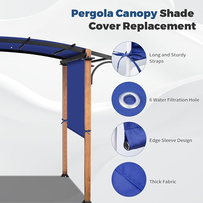 17' x 6.8' Waterproof Pergola Canopy Replacement Cover, Waterproof Polyester - Image 6