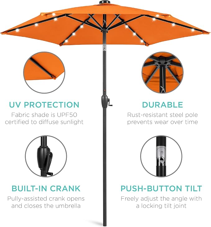Best Choice Products 7.5ft Solar Umbrella LED Lighted Patio Umbrella, Table - Image 5
