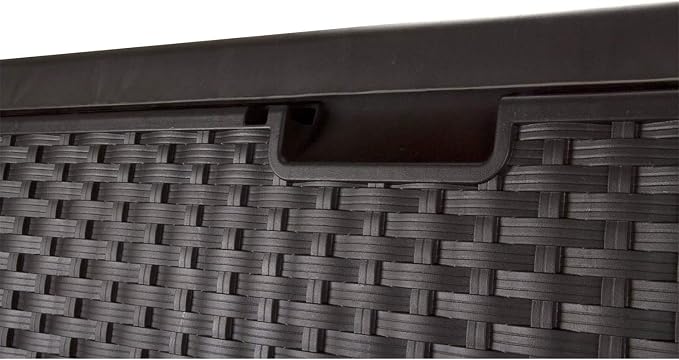 Suncast 99 Gallon Plastic Wicker Deck Box Container Storage - Image 8