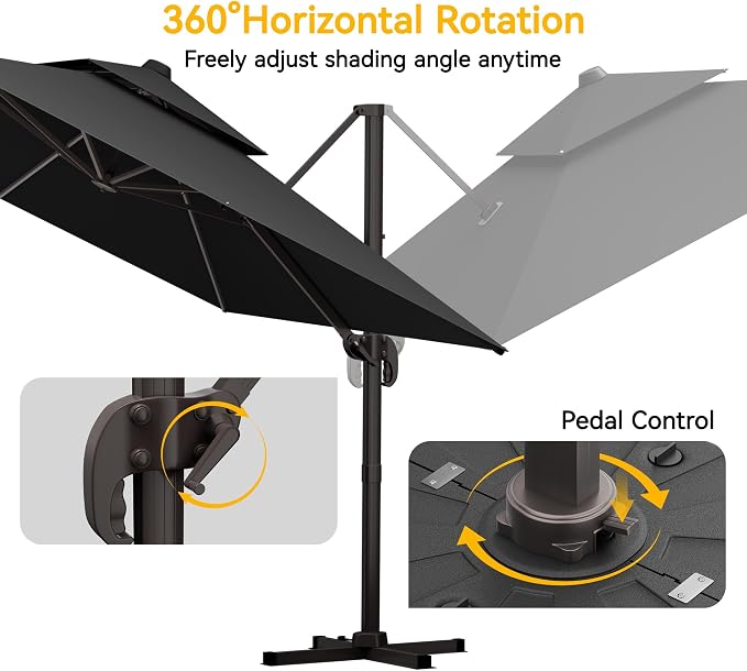 10x13 FT Patio Cantilever Umbrella, Rectangular Heavy Duty Offset Umbrella - Image 5