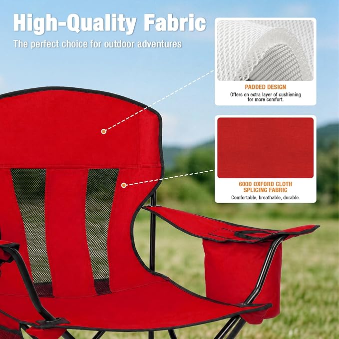 Camping Chairs for Adults 2 Pack, Folding Chair - Image 6