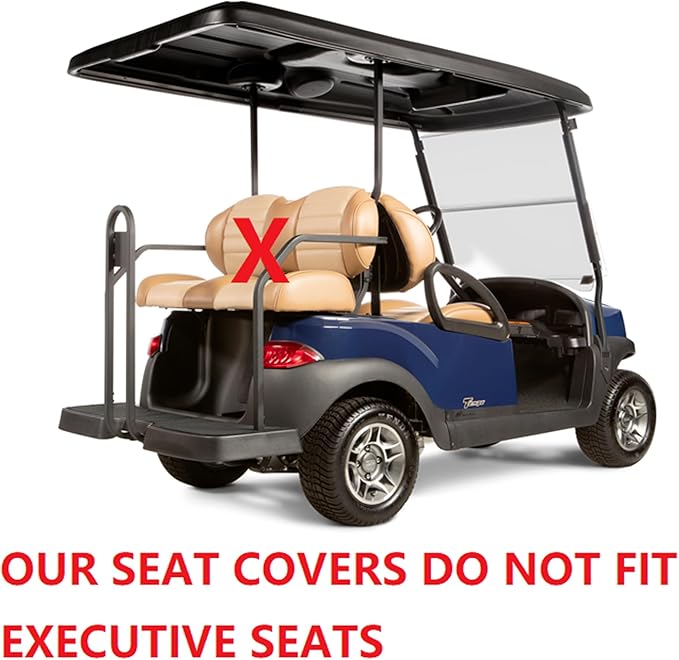 Huskey 4PCS Golf Cart Front/Rear Seat Covers for Club Car Precedent 2004+ G&E Models Custom Two-Tone Black/Blue Diamond Stitching with Blue Piping,Marine Grade Vinyl Material,Staple On Design