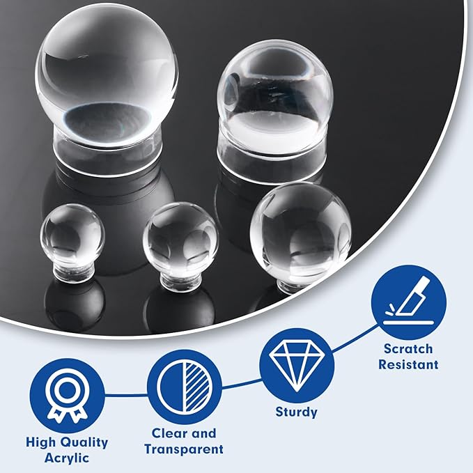 Party Zealot 30 pcs Large Acrylic Clear Baseball Stands 1-5/8" Size Display Holders for Large Round Object Soccer Softballs