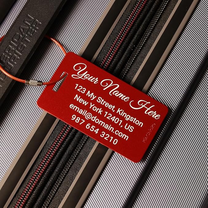 Personalized Metal Luggage Tag - Laser Engraved Aluminum Luggage Tags Pack of 1 (Black, 2x3.5)