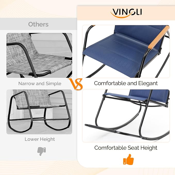 VINGLI Outdoor Rocking Chair, Textilene Mesh Patio Rocker, Outdoor Rocker - Image 6