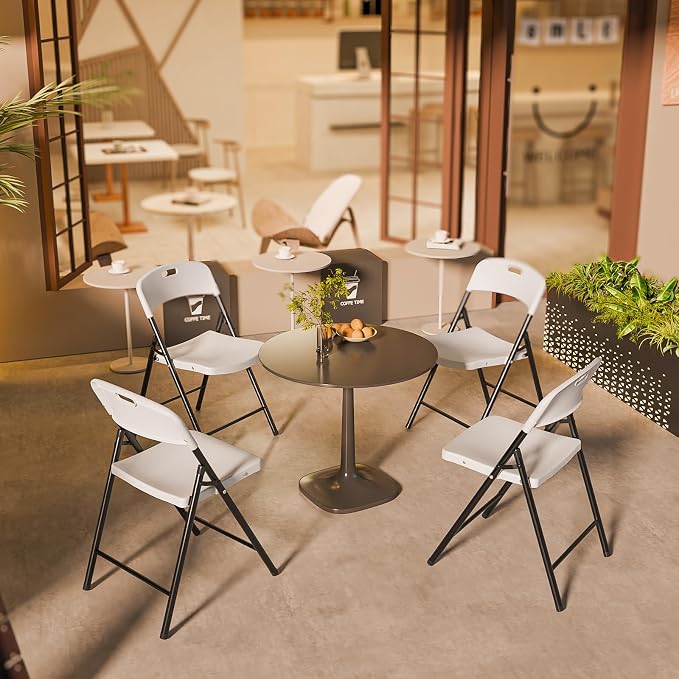 Bonnlo 4-Pack White Plastic Folding Chairs, Portable Seat - Image 8