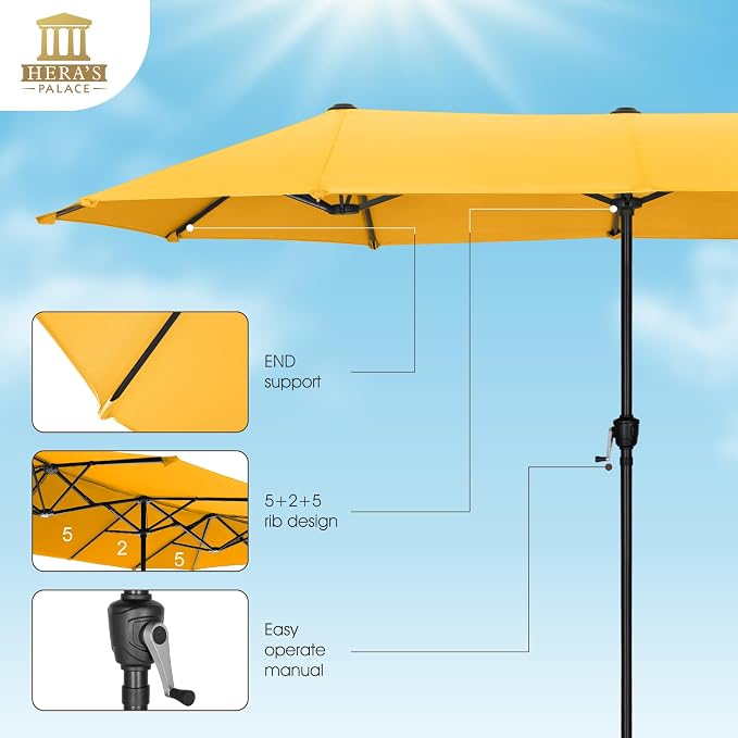 13 ft Large Double-Sided Patio Umbrella, Outdoor Umbrella, Market Umbrella - Image 2