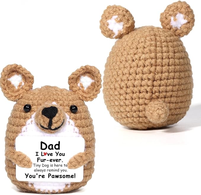 AICase Funny Dog Gifts for Dad from Daughter Son, Fathers Day Birthday I Love You Handmade Crochet Christmas Easter Cute Gag Small things Stuff Presents Dog Dad Gifts for Men Corgi Lovers Papa