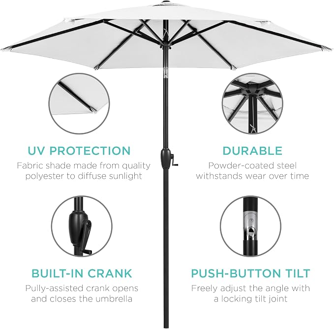 Best Choice Products 7.5ft Heavy-Duty Round Outdoor Market Table Patio Umbrella - Image 5