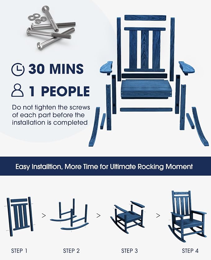 Oversized Outdoor Rocking Chair, HDPE Patio Rockers - Image 9