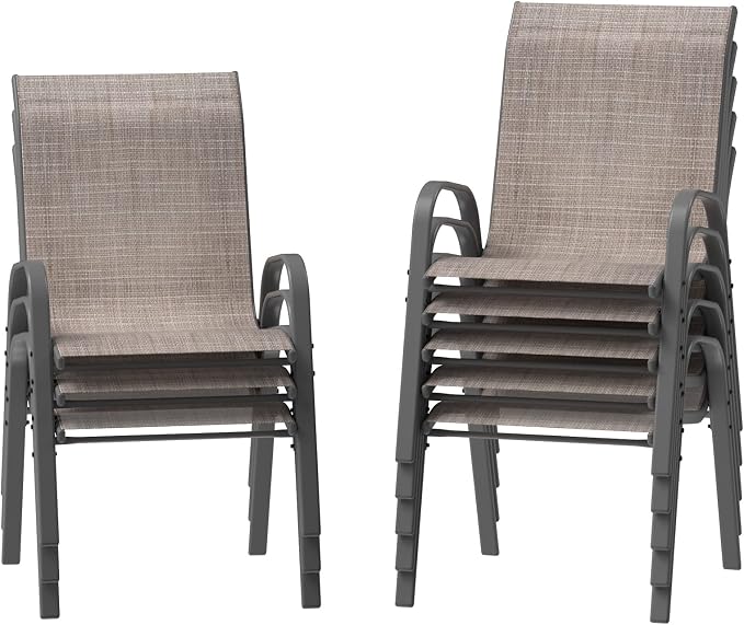 Amopatio Patio Chairs Set of 8, Outdoor Stackable Dining Chairs by Amopatio