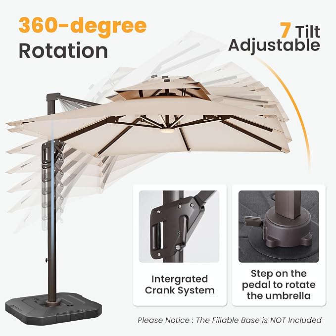 9x12 FT Outdoor Cantilever Patio Umbrella - Image 6