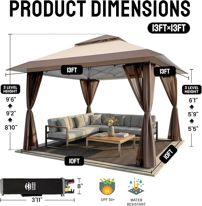 CROWN SHADES 13x13 Pop Up Gazebo - Image 6