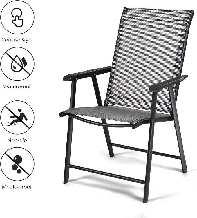 GIANTEX Set of 4 Folding Patio Chairs, Outdoor Portable Dining Chairs - Image 7
