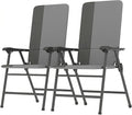 Outsunny Folding Patio Chairs Set of 2 Padded High Back Armrests Light Gray | by Outsunny