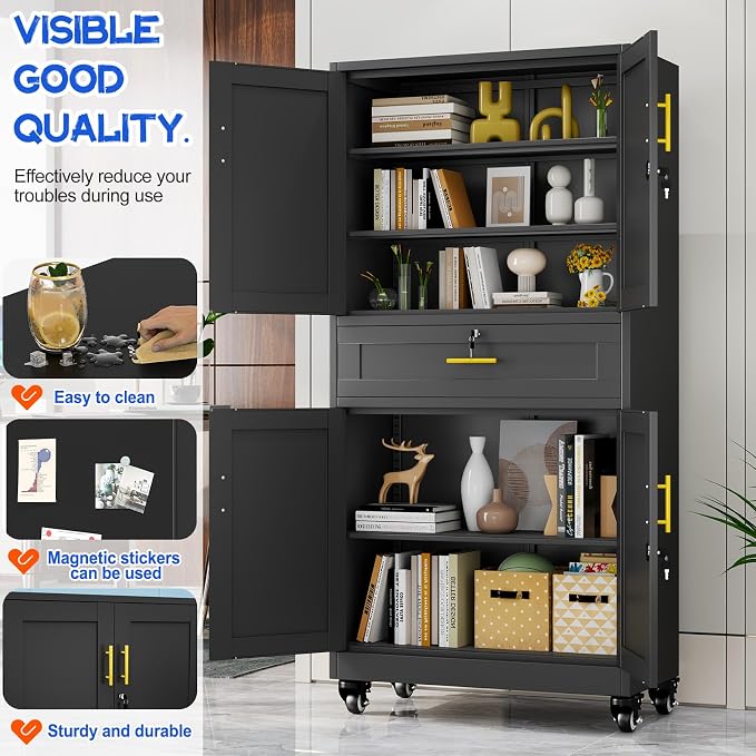 GAIOUS 74” Tall Metal Garage Storage Cabinet - Image 5