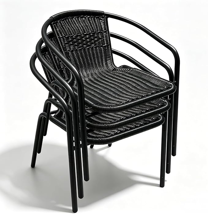 5 Piece Patio Dining Set with Black Outdoor Metal Table & 4 Hand-Woven PE - Image 7