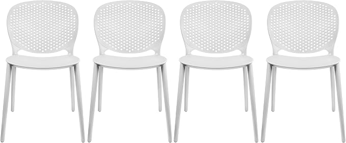 2xhome Set of 4 Patio Dining Chairs | Modern Stackable Outdoor Pool Side Chair by 2xhome