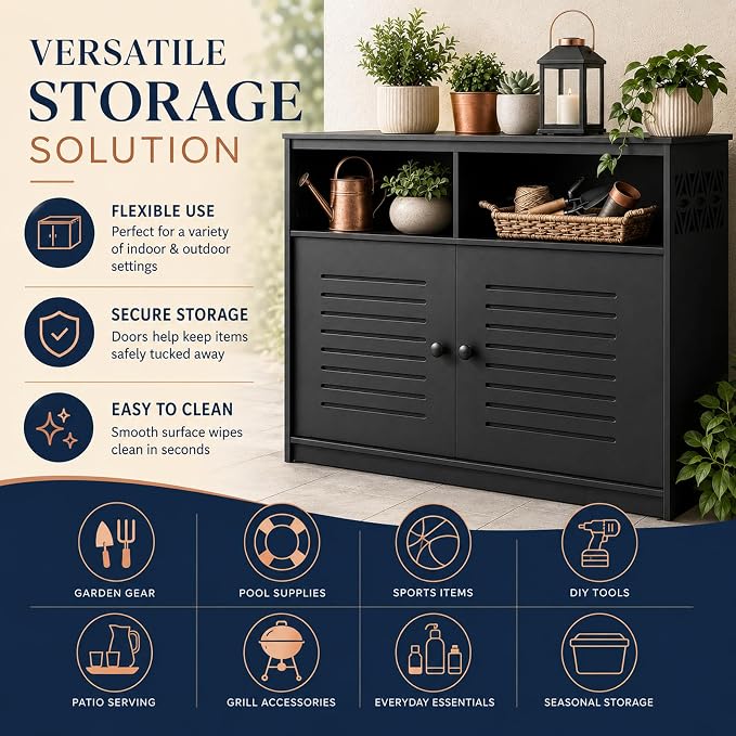 VINGLI Weatherproof Outdoor Storage Cabinet | Outdoor Cabinet - Image 5