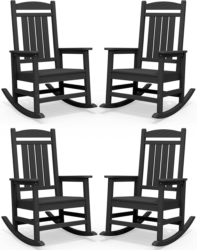 SERWALL Outdoor Rocking Chair Set of 4, Patio Rocking Chair, Porch Rocker by SERWALL
