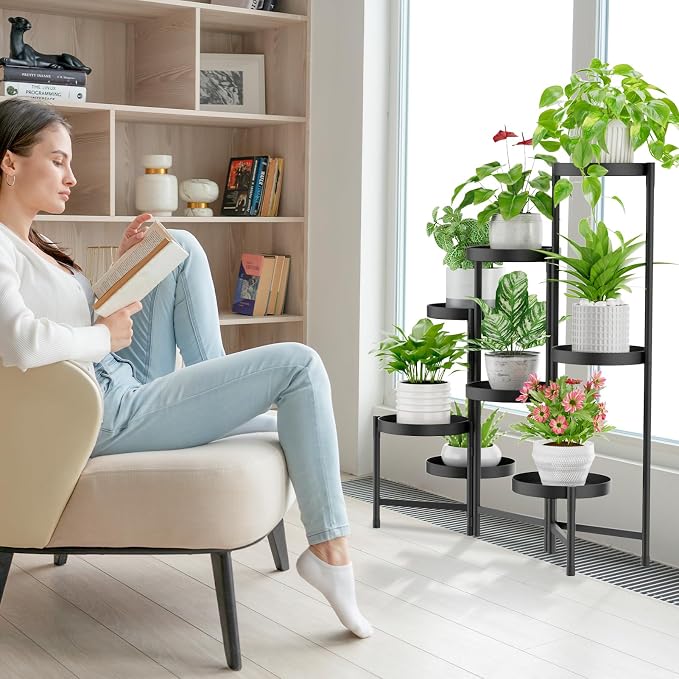 iDavosic.ly Plant Stand Indoor Outdoor, 8 Tier Metal Corner Shelf, Folding - Image 6