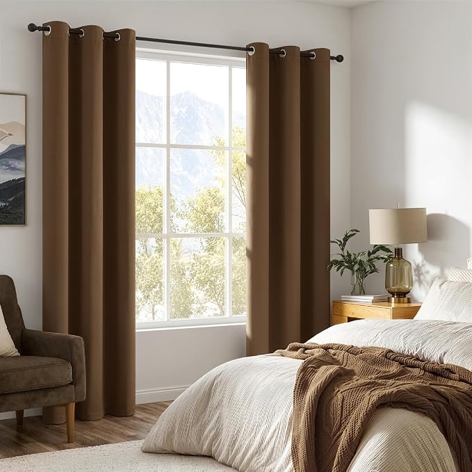 MIULEE Brown 100% Blackout Curtains - Image 6