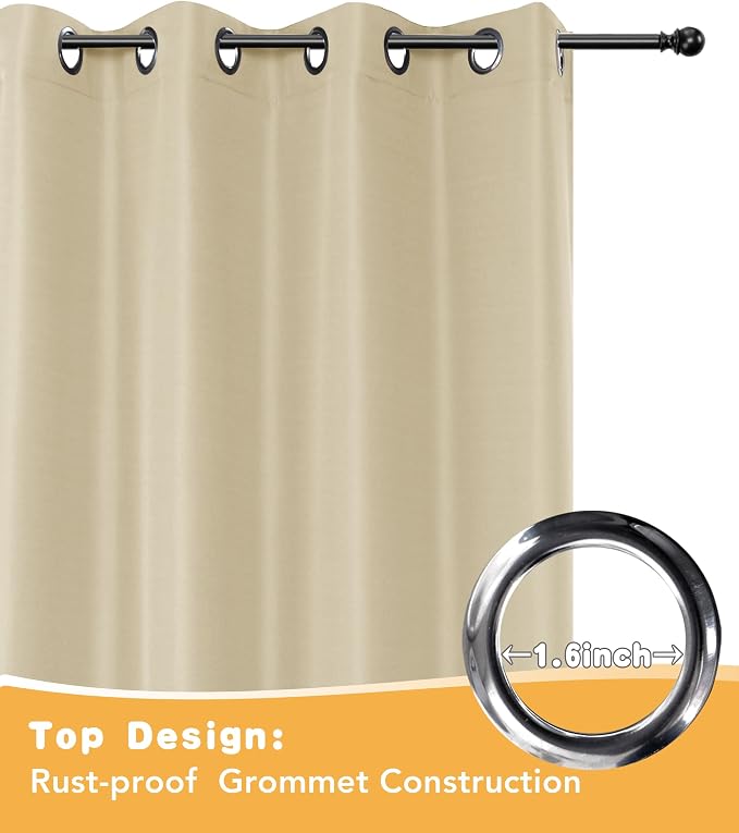 HolidayIdeas Outdoor Curtains for Patio Waterproof 4 Pcs 54x95 Inch Cream | - Image 4