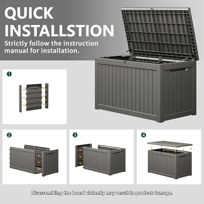 280 Gallon Outdoor Storage Box, Resin Deck Boxes Indoor and outdoor, Waterproof - Image 7
