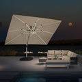 PURPLE LEAF Cantilever Umbrella 10' X 13' Double Top Solar LED Light, Support by PURPLELEAF